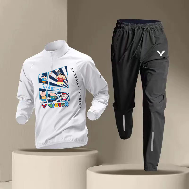 維克多羽毛球服2024新款跑步訓練服男女春季半拉鍊速乾衣長袖運動上衣騎行外套運動學生健身服