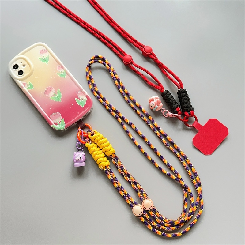手機掛繩 可調整斜挎長繩 卡通吊飾 帶耐用卡片 適用手機殼 鑰匙扣 隨身碟 耳機套
