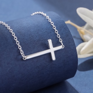 925純銀個性十字架簡約時尚鎖骨鏈項鍊
