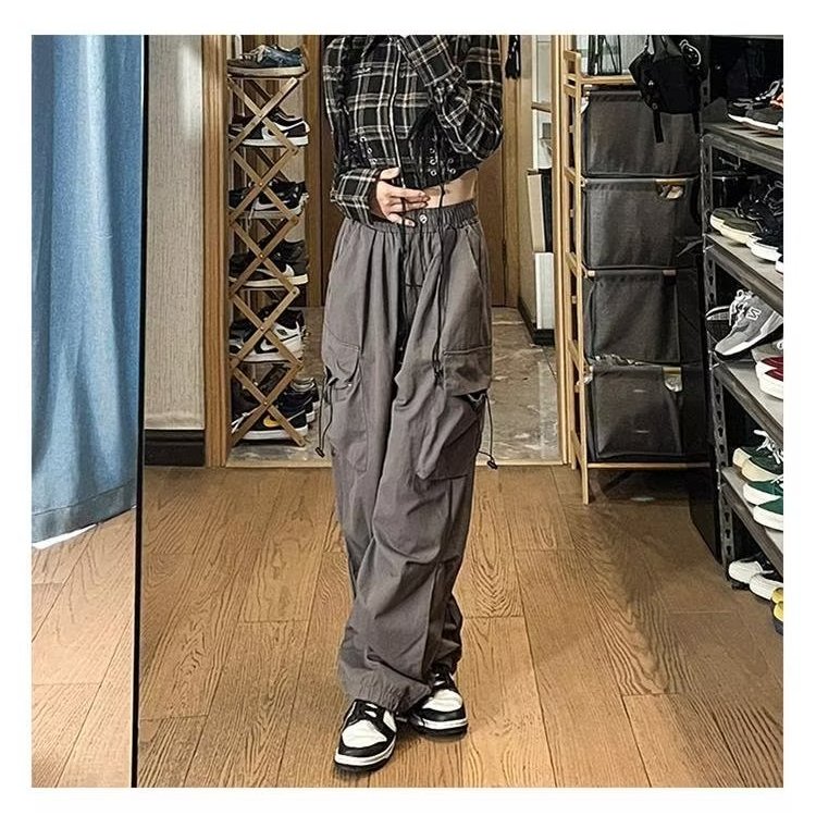 【M-3XL】日系復古寬鬆美式工裝褲男女闊腿休閒寬鬆束腳長褲