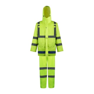 300d牛津布高能見度防風排水施工交通安全雨衣反光雨衣