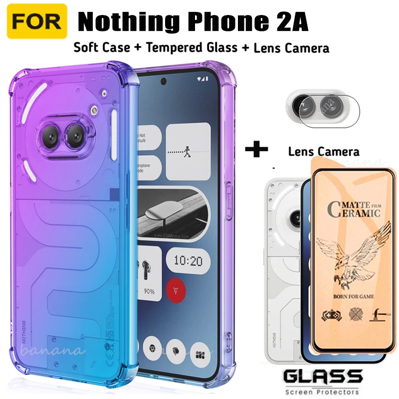 Nothing Phone 2A 防震手機殼適用於 Nothing Phone 2A 無手機 1 陶瓷磨砂鋼化玻璃膜和鏡