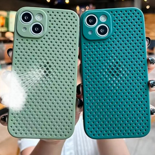 純色網眼透氣散熱矽膠手機殼適用於IPhone 15 14 13 12 11 Pro Max Plus X XS Max