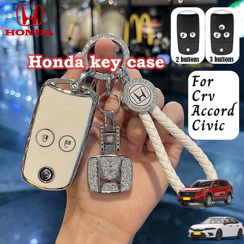 本田鑰匙包適用於 2/3 按鈕編織掛繩鑰匙包 Honda CRV/Accord/Civic TPU 鑰匙包鑰匙扣