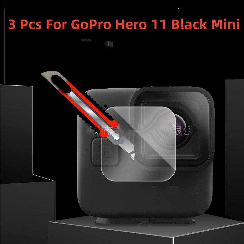 3 件裝鋼化玻璃屏幕保護膜保護套適用於 GoPro Hero 11 黑色迷你鏡頭保護膜