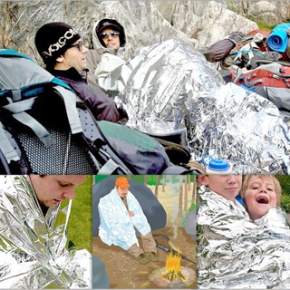 戶外露營應急毯地震應急包急救睡袋保溫救生毯雙面保溫毯防潮地墊金色