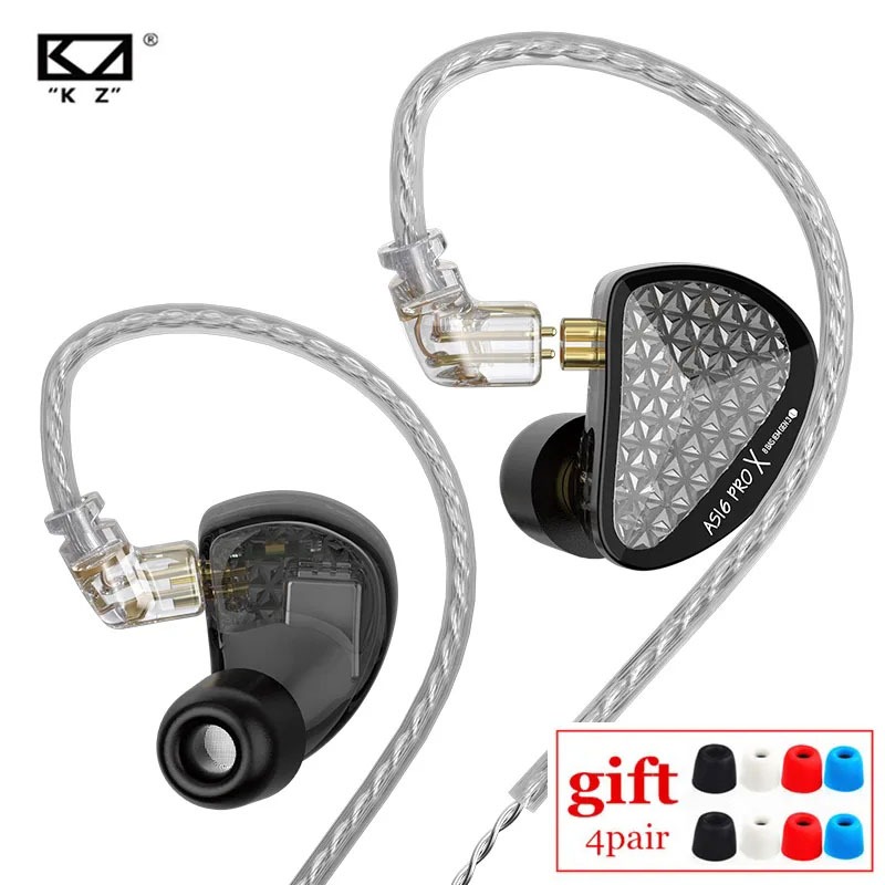 Kz AS16 PRO X入耳式耳機8平衡電樞耳機三通道聲道結構HiFi監聽音樂耳機