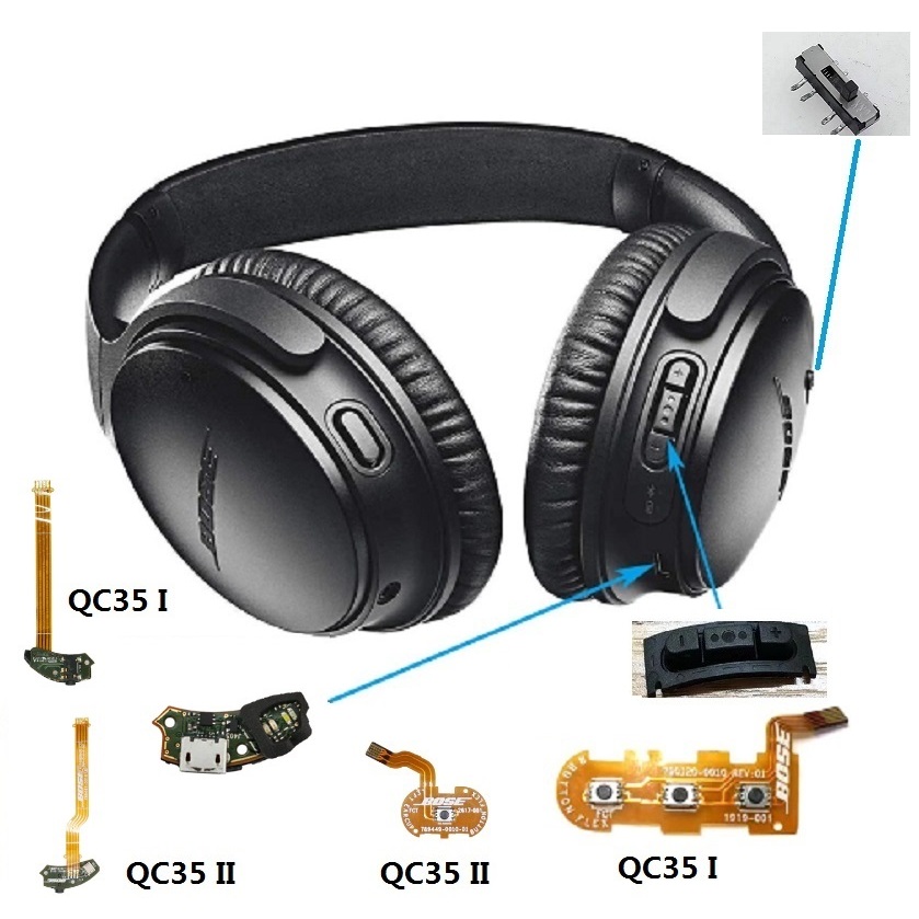 原裝充電器端口適用於 Bose Quiet Comfort QC35/QC35 II QC45 耳機,替換扁平電纜電源開