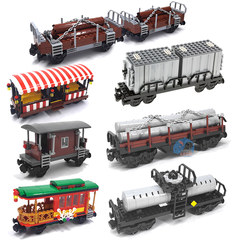 Moc 火車車廂積木貨運火車小屋建築玩具查爾斯蒸汽火車 DIY 鐵路軌道兒童益智玩具