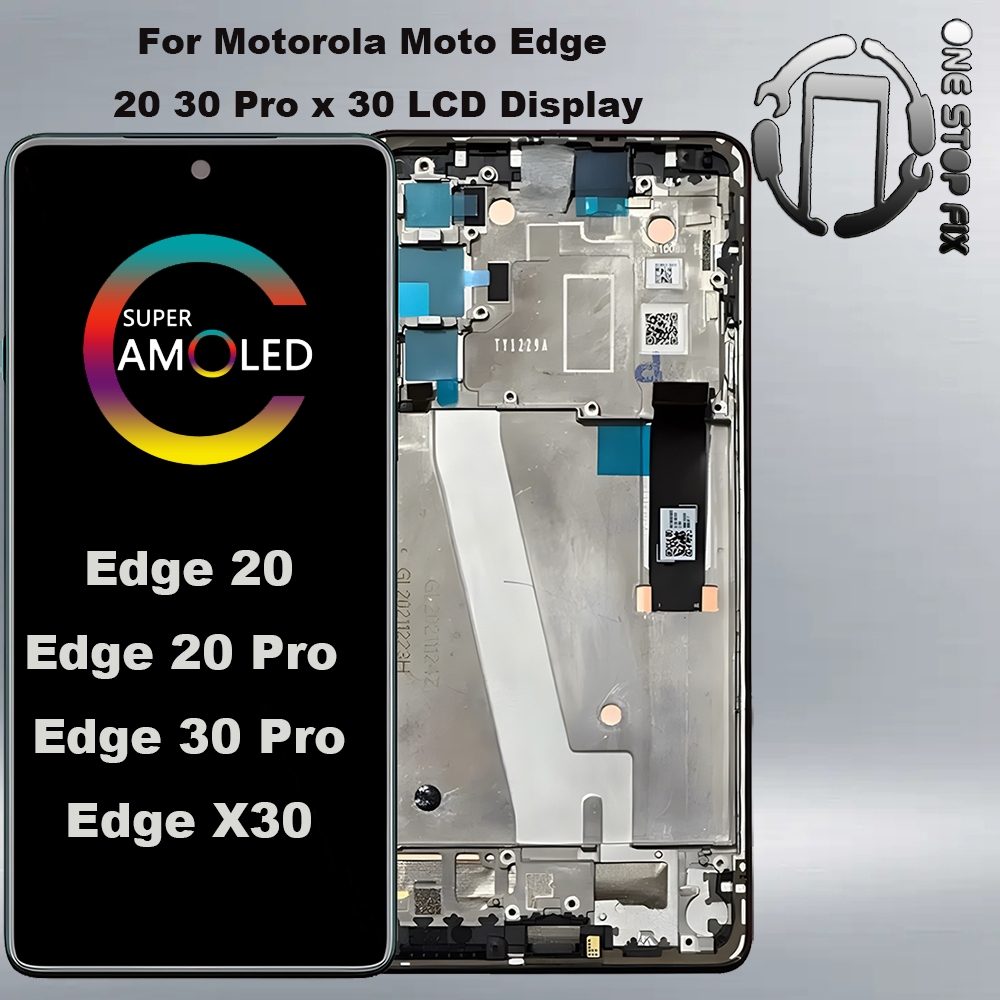 MOTOROLA 適用於摩托羅拉 Moto Edge 20 30 Pro LCD 顯示屏 OLED 觸摸屏帶框架 6.7