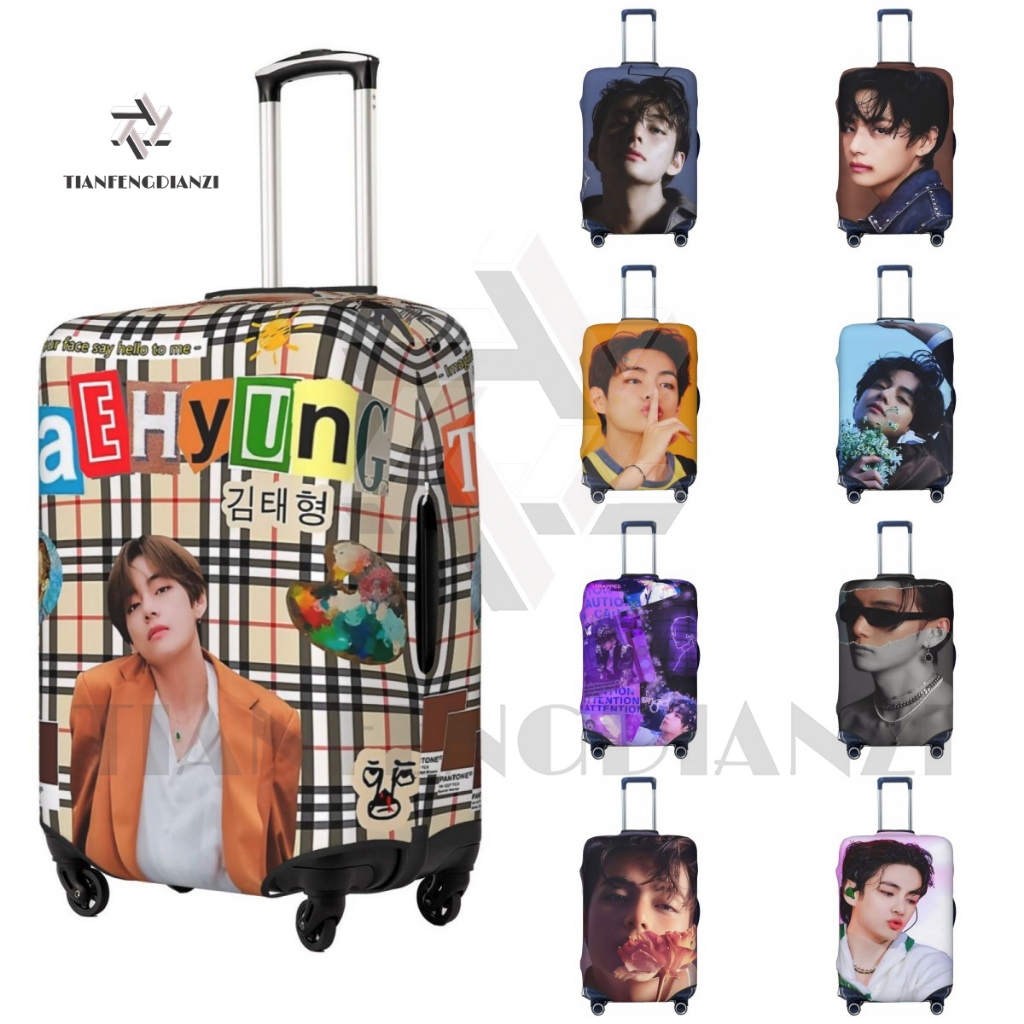 Bts V Taehyung 行李套可水洗手提箱保護套防刮手提箱套適合 18-32 英寸行李箱