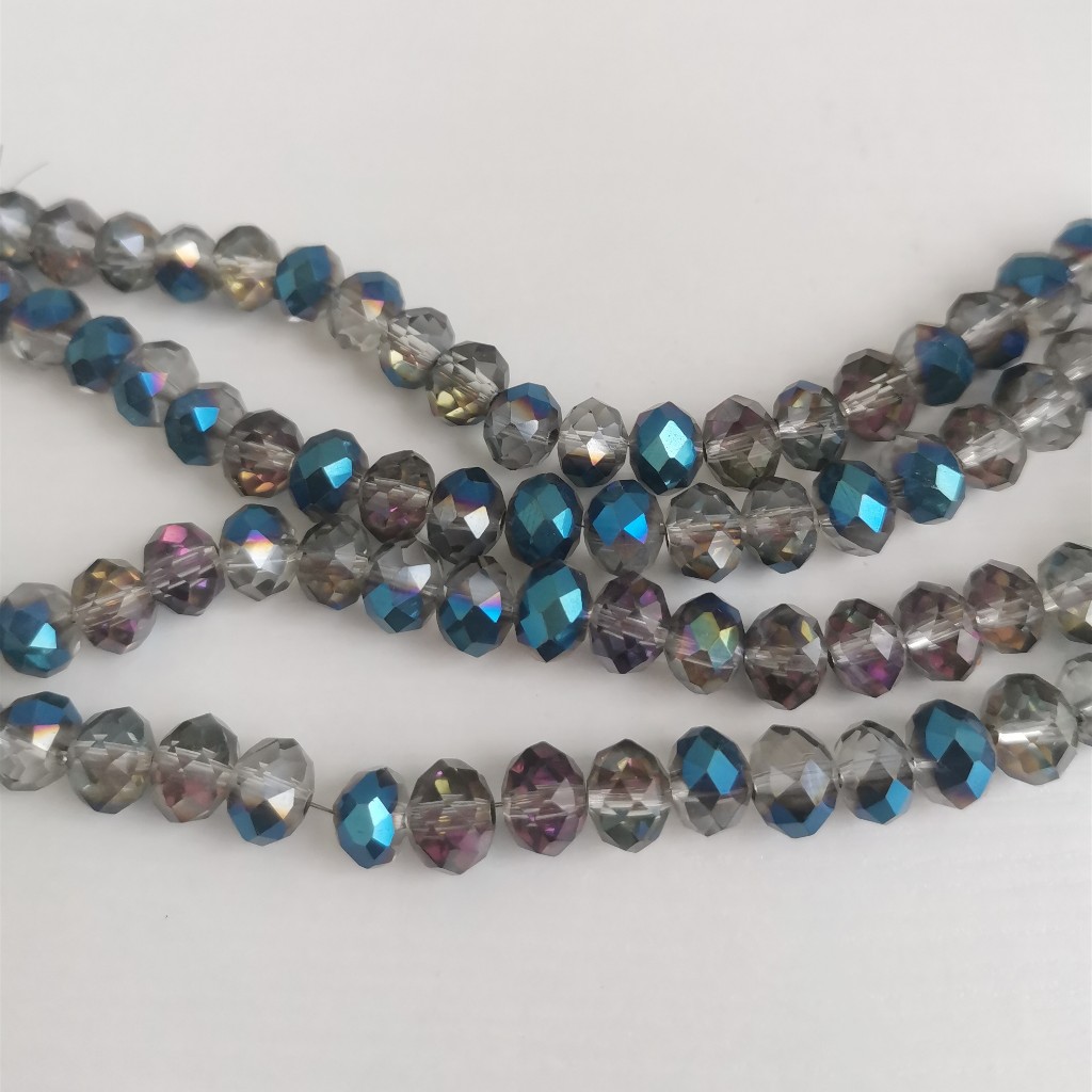 1 股 8 毫米水晶玻璃鍍半藍色 Rondelle 散珠,用於 DIY 手工設計約 70 件 005