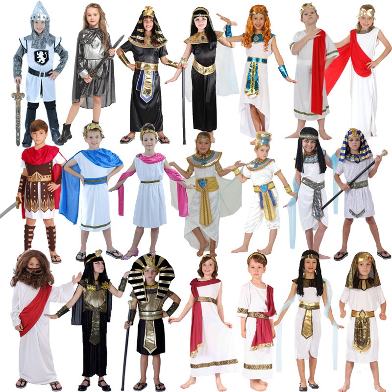 兒童節男女埃及法老豔后公主表演衣服 希臘王子羅馬武士騎士服裝節日表演服裝shs
