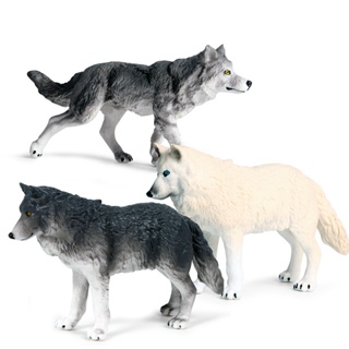 野生動物森林動物狼灰狼兒童玩具公仔模型實體仿真靜態模型