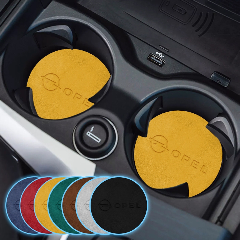 2 件裝 7 色絨面革汽車杯架防滑墊汽車標誌裝飾緩衝隔音墊適用於歐寶 Astra J H G K Insignia Co