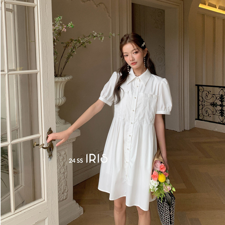 「原創設計」IRIS  x SG 系列  小眾設計  24新款   ID2471331 白巧克力洋装
