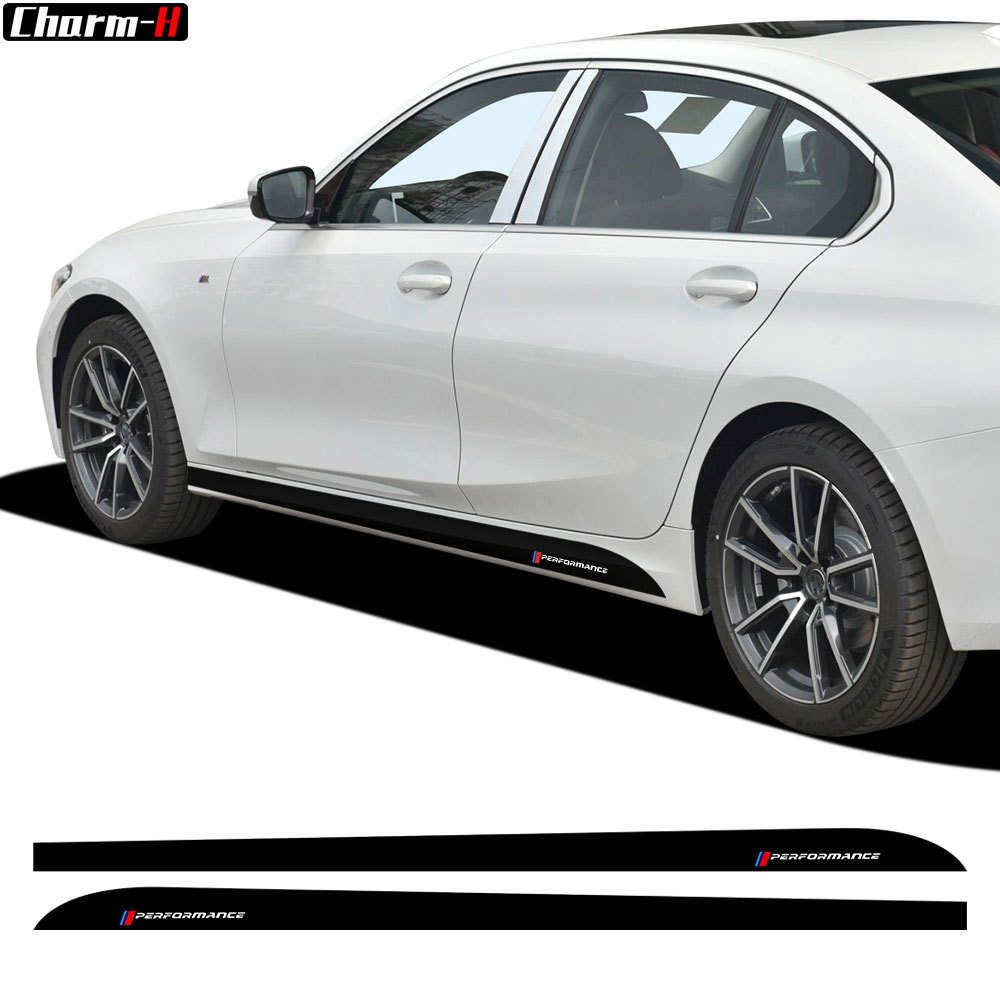 BMW 2 件適用於寶馬 3 系 G20 G21 M 性能車門側裙賽車條紋貼花貼紙