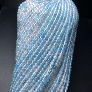 海藍寶圓珠半成品，規格3.8mm左右，DIY水晶飾品配件手工材料手鍊項鍊配珠串珠