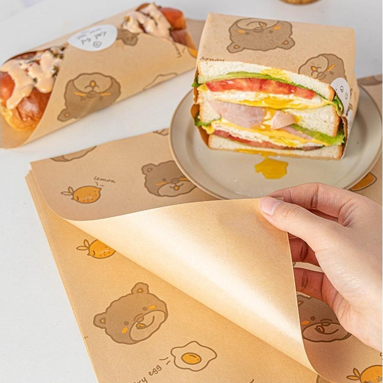 【現貨】【三明治包裝紙】三明治 包裝紙 食品級 漢堡 防油紙袋 一次性 熱狗 吐司 飯糰 手抓餅 文盒