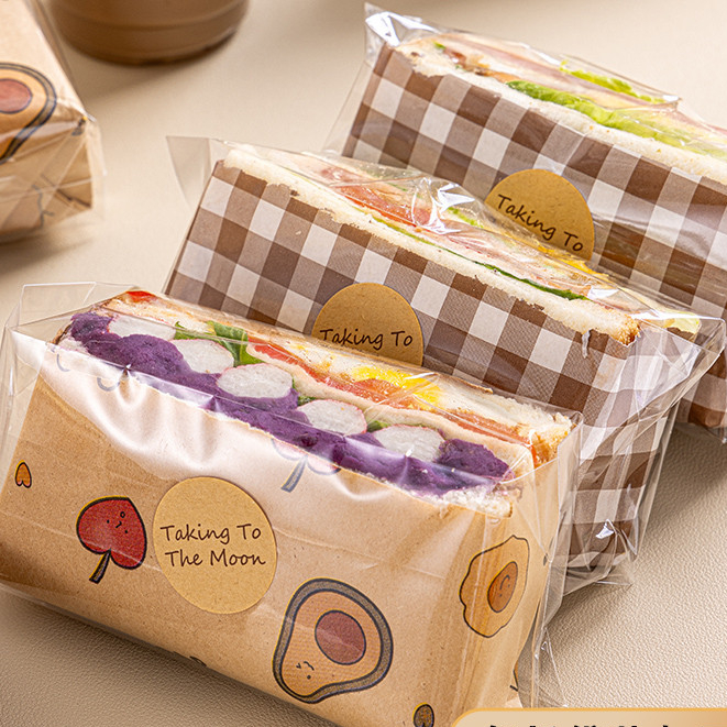 【現貨】【三明治包裝紙】三明治 包裝袋 透明 烘焙麵包 食品級 專用紙 三文治 打包袋 加厚 擺攤 商用