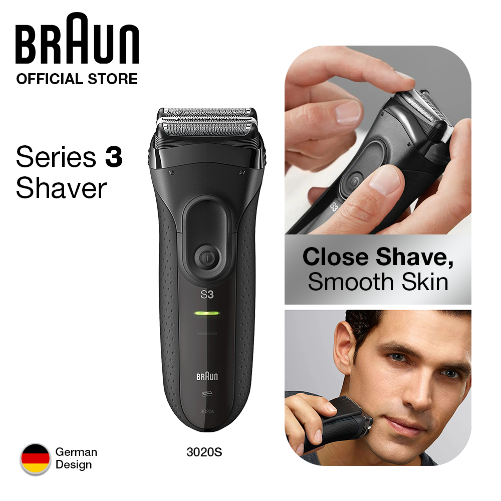Braun Series 3 電動剃須刀 3020S 刀片可充電往復式剃須刀電動剃須刀男士毛髮修剪器