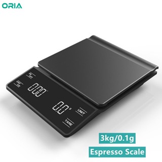 Oria 3kg/0.1g 高精度倒滴濃縮咖啡秤數字咖啡秤帶背光液晶顯示屏定時器