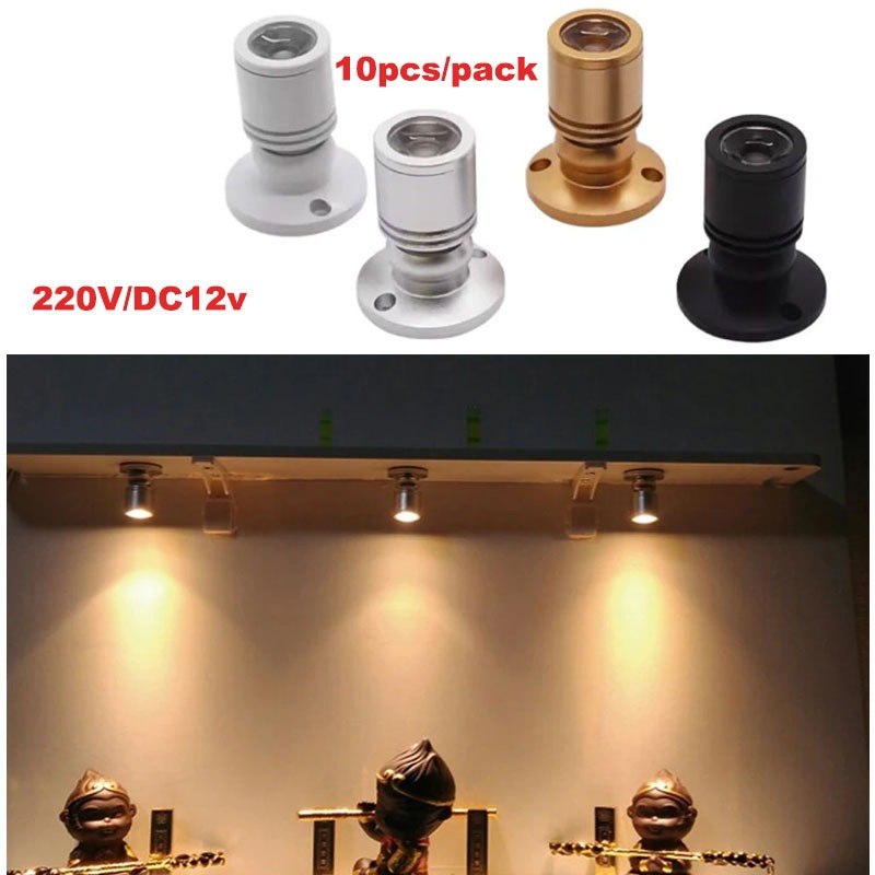 10 件裝 3W Led 表面貼裝櫃迷你射燈 DC12v 筒燈珠寶展示可調節吸頂燈台湾电压