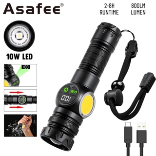 Asafee 2305 戶外手電筒伸縮變焦 10W COB+LED 800 流明範圍 1500M 9 種燈光模式超亮手電