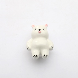 陶瓷卡通可愛熊 如花醜萌立體造型兒童房衣櫃櫥櫃門把手單孔陶瓷3D造型手繪白色粉色兒童衣櫃把手