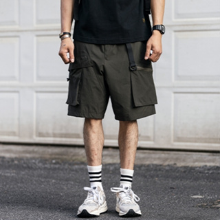 【M-3XL】夏季防水寬鬆設計感工裝短褲男士夏季運動嘻哈短褲