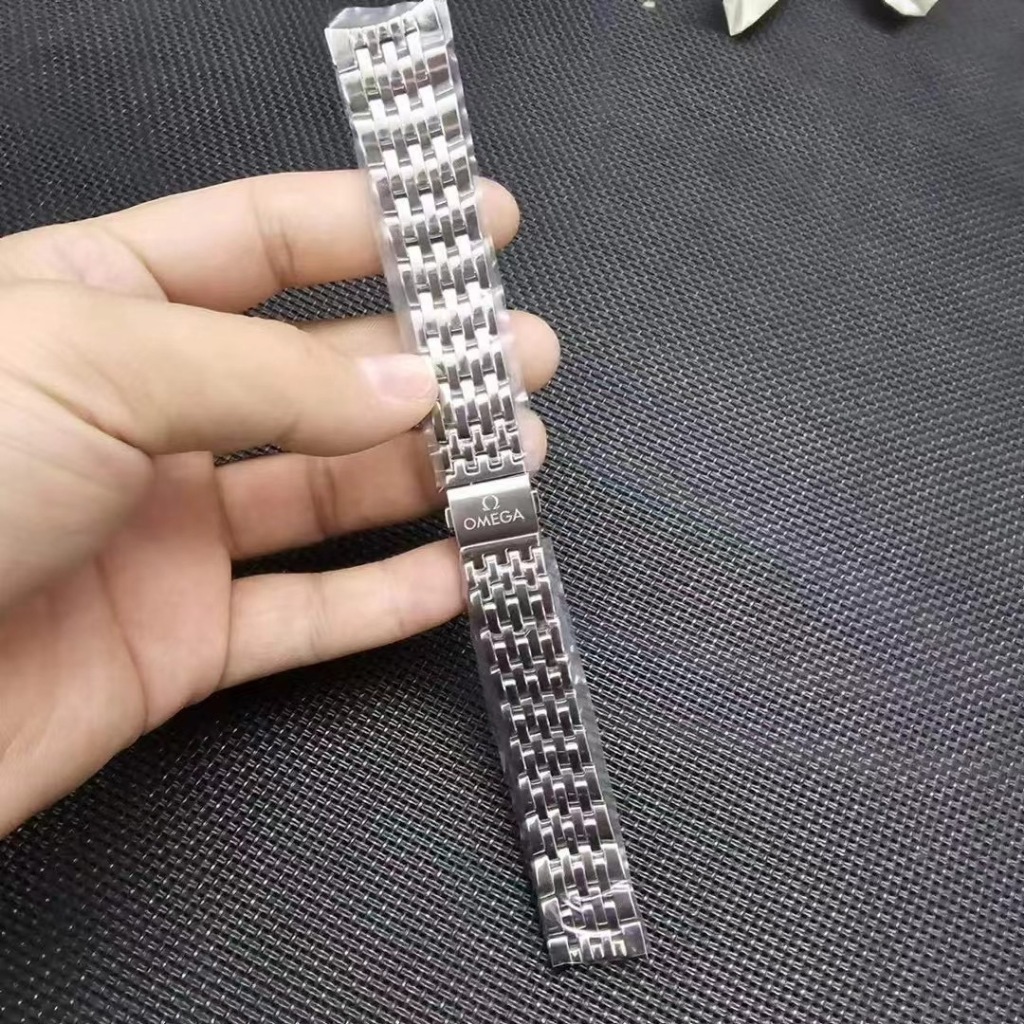 19 毫米實心不銹鋼錶帶適用於 OMEGA DE VILLE 434 錶帶展開扣彎曲末端手錶手鍊