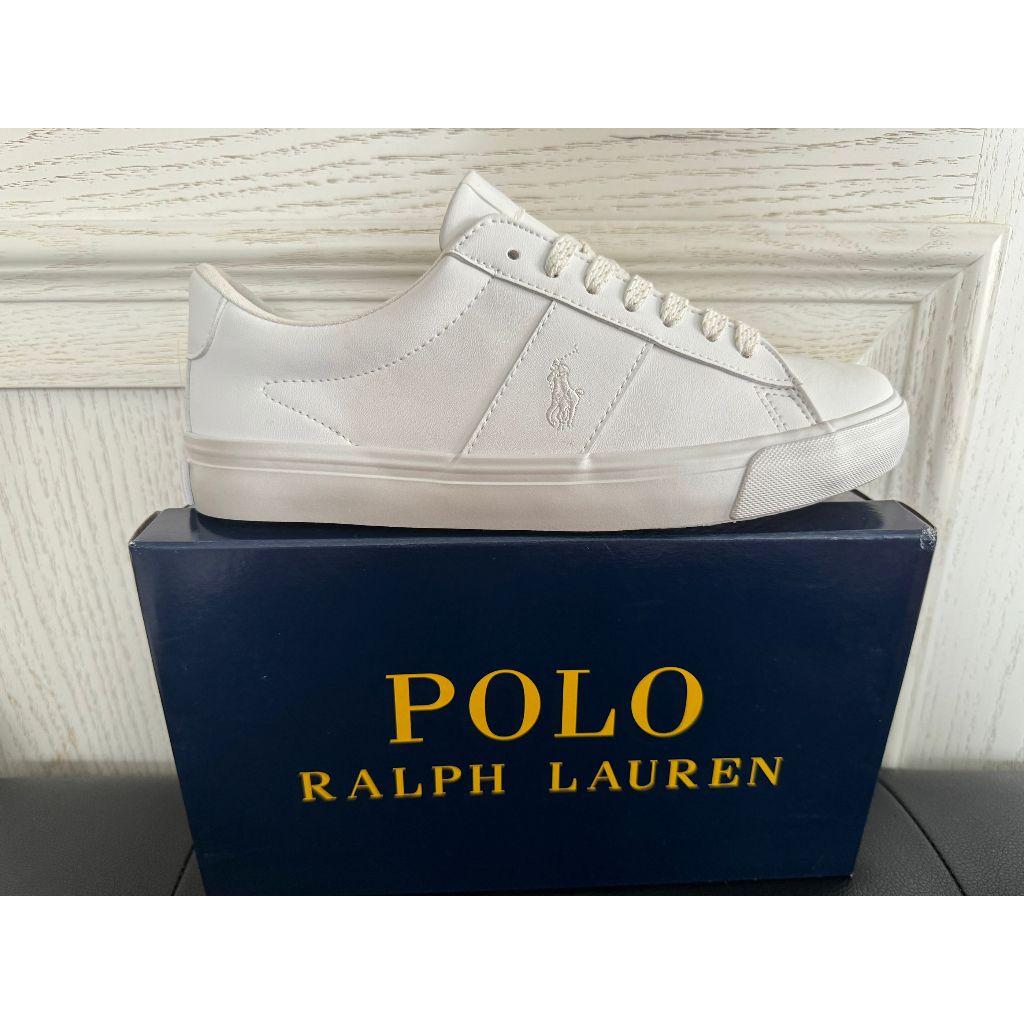 【Ethan】美日韓業余代購 Polo Ralph Lauren純白軟皮面 休閑淑女時尚系帶低幫小白鞋