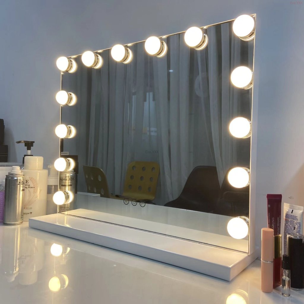 化妝鏡 led化妝鏡 帶燈 led燈泡 智能鏡子 美妝鏡子 補光鏡 臺式 桌面
