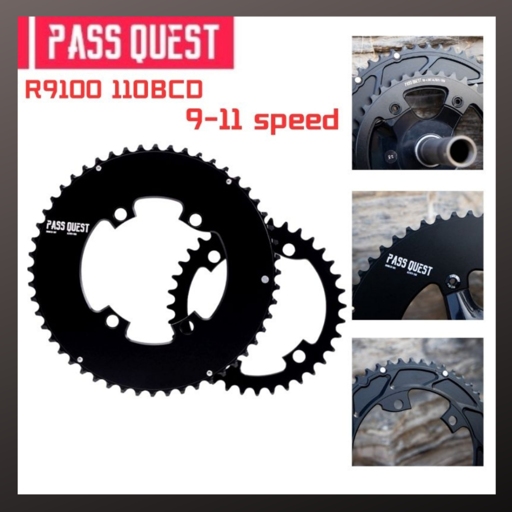 Pass QUEST BCD110 46T 48T 50T 52T R9100 2X 鏈輪曲軸組圓形 9-11 速公路自