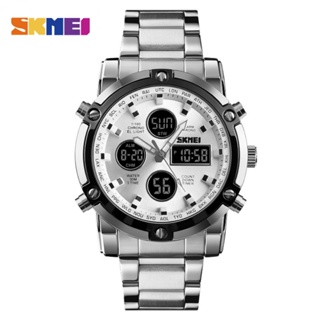 時刻美 SKMEI 男錶 防水電子錶 時尚雙顯手錶 夜光錶 韓式商務男士三眼石英錶 1389