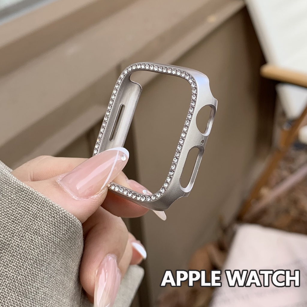 鑲鑽鏤空殼 適用 Apple watch保護殼 7 8 9 41mm 45mm錶殼 iwatch 4 5 6 40/44