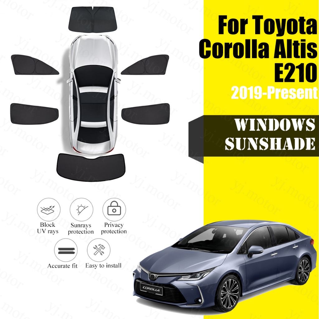 適用於 2019 - 2024 年豐田卡羅拉 Altis 汽車擋風玻璃前後窗遮陽板紫外線防護太陽隔熱罩隱私保護罩