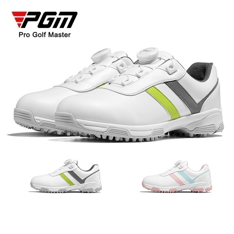 PGM GOLF 時尚旋鈕鞋帶款式男孩女孩高爾夫兒童運動鞋防水防滑緩震設計 XZ342