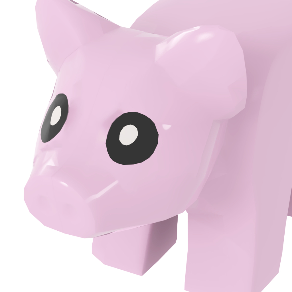 動物小豬 1410p01 黑眼睛和白瞳圖案 MOC 積木兼容經典積木玩具禮品系列