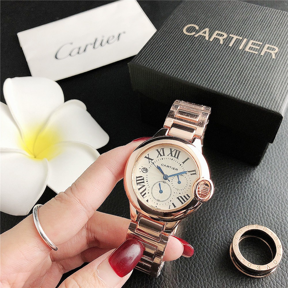 Cartier卡地亞 藍氣球系列  石英機芯 日期顯示寶石錶冠 男表 瑞表 精鋼錶盤 K金18K玫瑰金錶殼 18K玫瑰金
