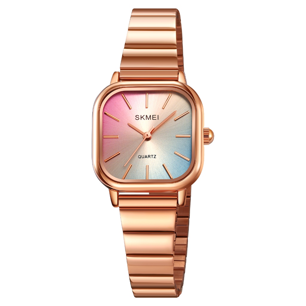 Skmei 2190 奢華時尚優雅女士手錶防水方形錶盤不銹鋼錶帶鋅合金錶殼設計女士手錶