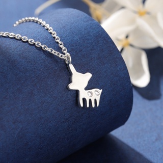 925純銀時尚可愛小麋鹿鑲鑽氣質鎖骨鏈小鹿動物項鍊