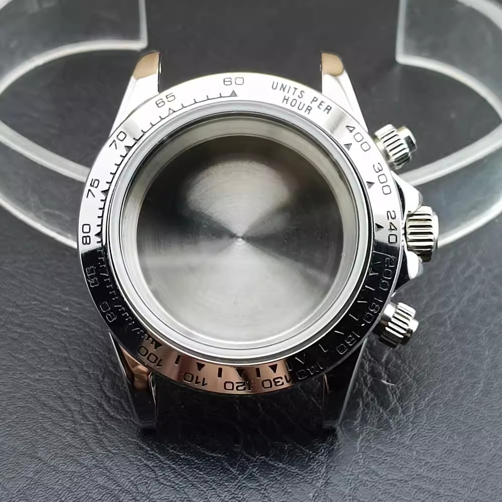 Vk63三眼石英機芯改裝錶殼配件不銹鋼陶瓷環嘴