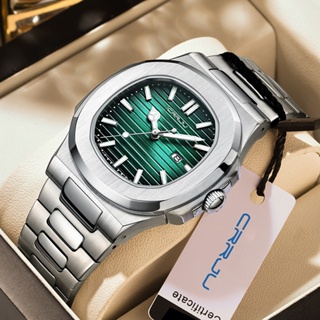 Crrju手錶頂級奢華時尚潮流原創品牌休閒簡約新款不銹鋼錶帶夜光指針石英防水男士手錶5018