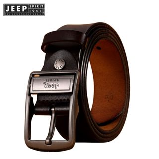 JEEP SPIRIT 1941 ESTD 男士兩層牛皮針扣皮帶真皮優質男士扣