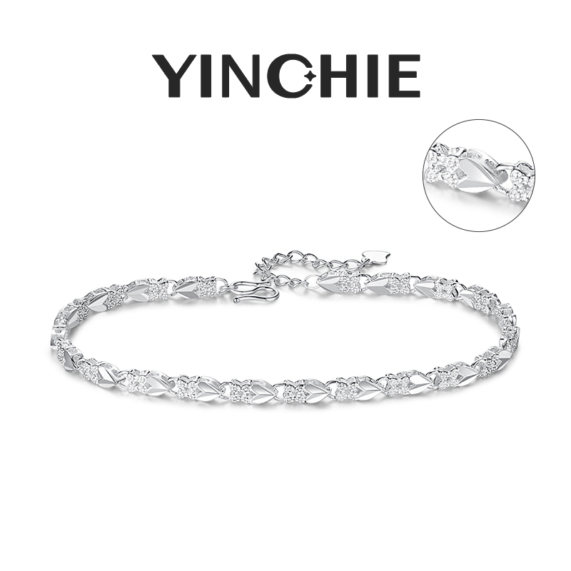Yinchie S999純銀腳鏈 四葉草腳鍊 女生腳鏈 生日禮物 母親節禮物 原創設計時尚個性精品飾品足銀
