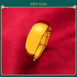 ASIXGOLD Gold 916 男女戒指韓國黃金曼谷金沙特黃金簡約光面戒指首飾