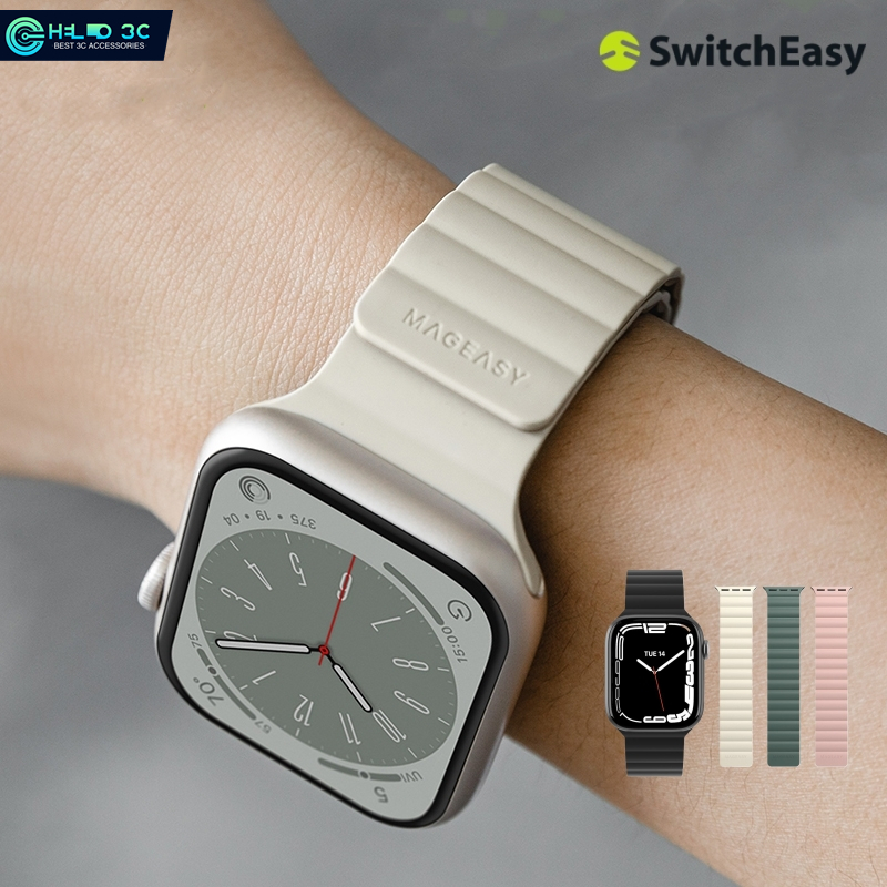 Switcheasy/Mageasy 親膚矽膠磁性錶帶適用於 apple watch 6/7/8/9/ultra 防水