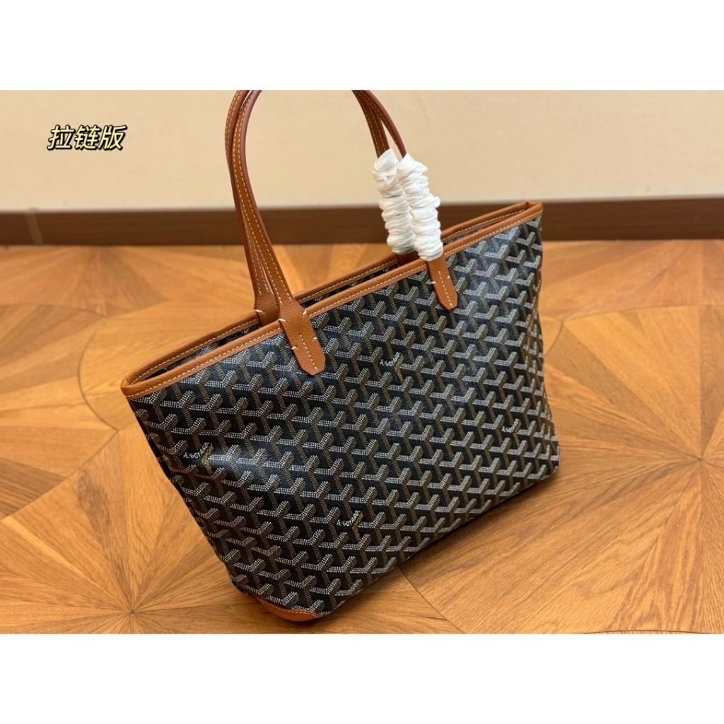 Goyard 拉鍊款購物袋 大托特女包 時尚手提斜背包包 大容量印花款腋下包 出街旅行收納包 31*23cm