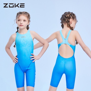 Zoke運動泳衣兒童泳衣連體泳衣女童兒童學習訓練泳衣